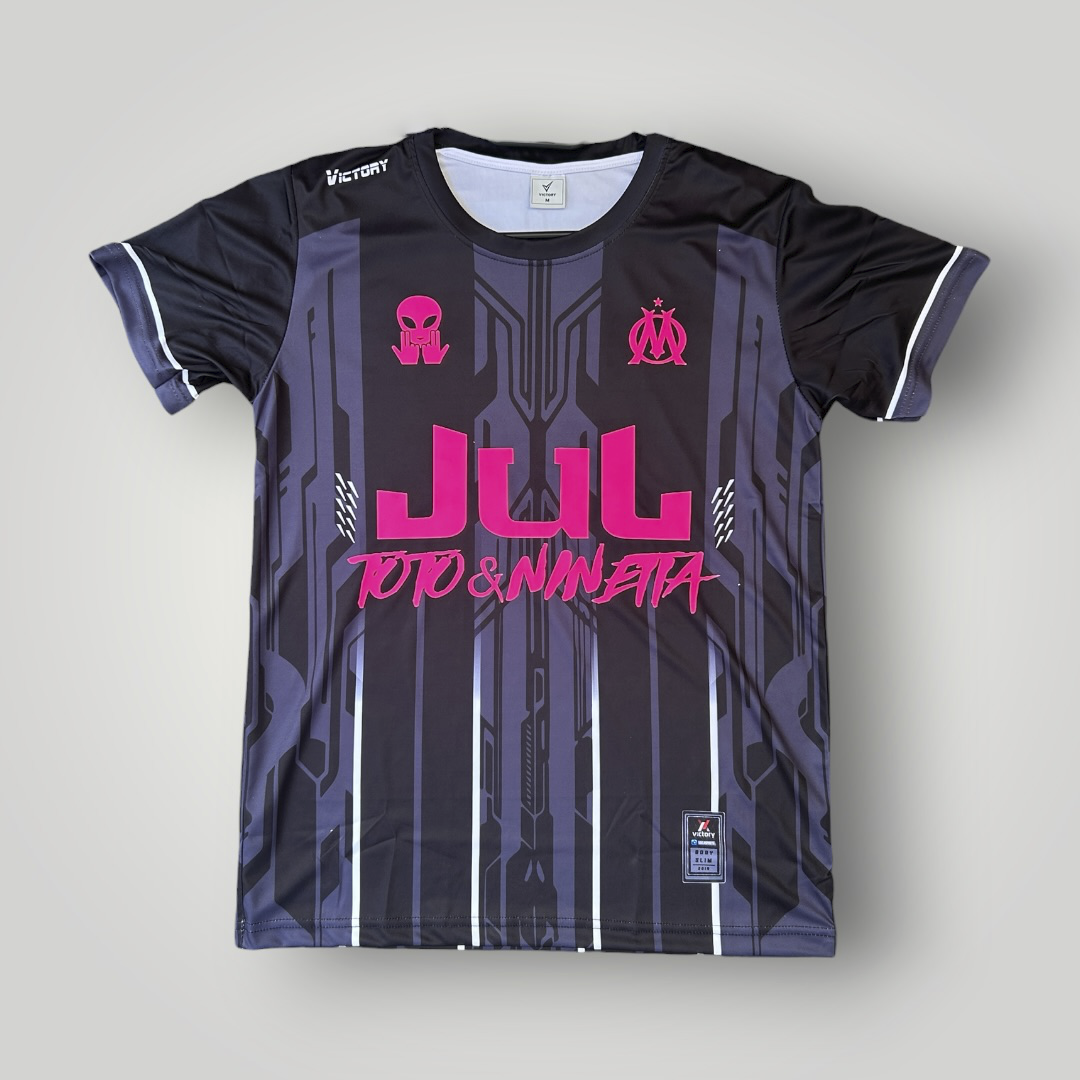 Maillot JUL Toto Ninetta Black Turbo Pink Personnalisable