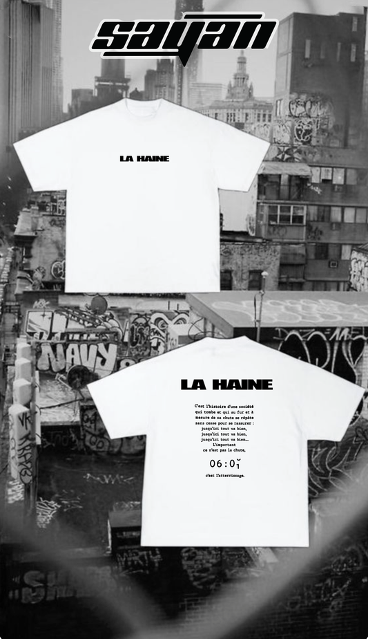 t-shirt la haine blanc
