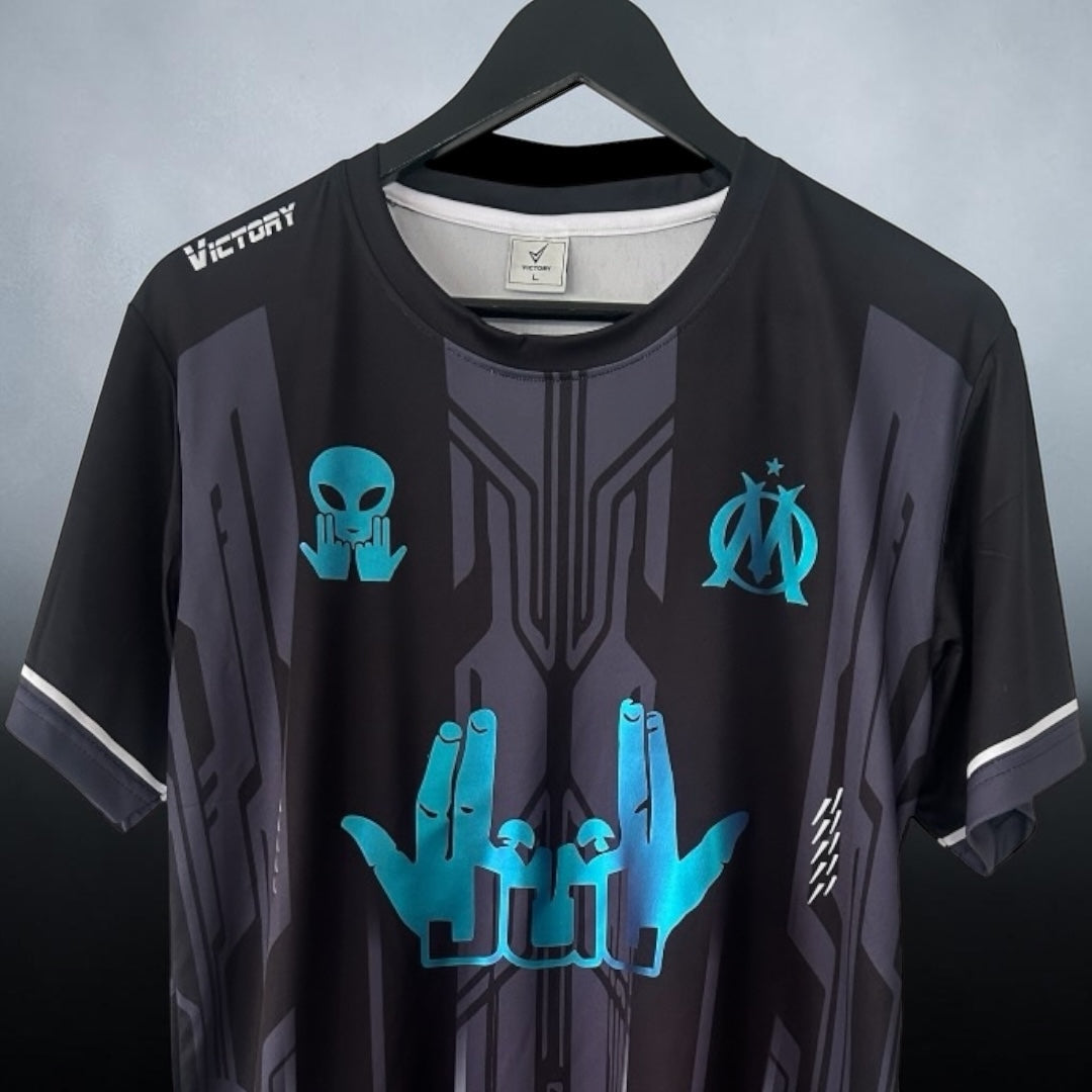 Maillot Black OM Jul Blue/Green Reflective - Personnalisable