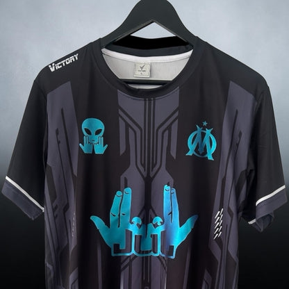 Maillot Black OM Jul Blue/Green Reflective - Personnalisable