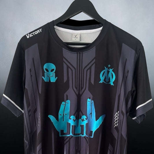 Maillot Black OM Jul Blue/Green Reflective - Personnalisable