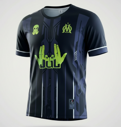 Maillot Jul OM Noir Arc en ciel Reflective - Personnalisable