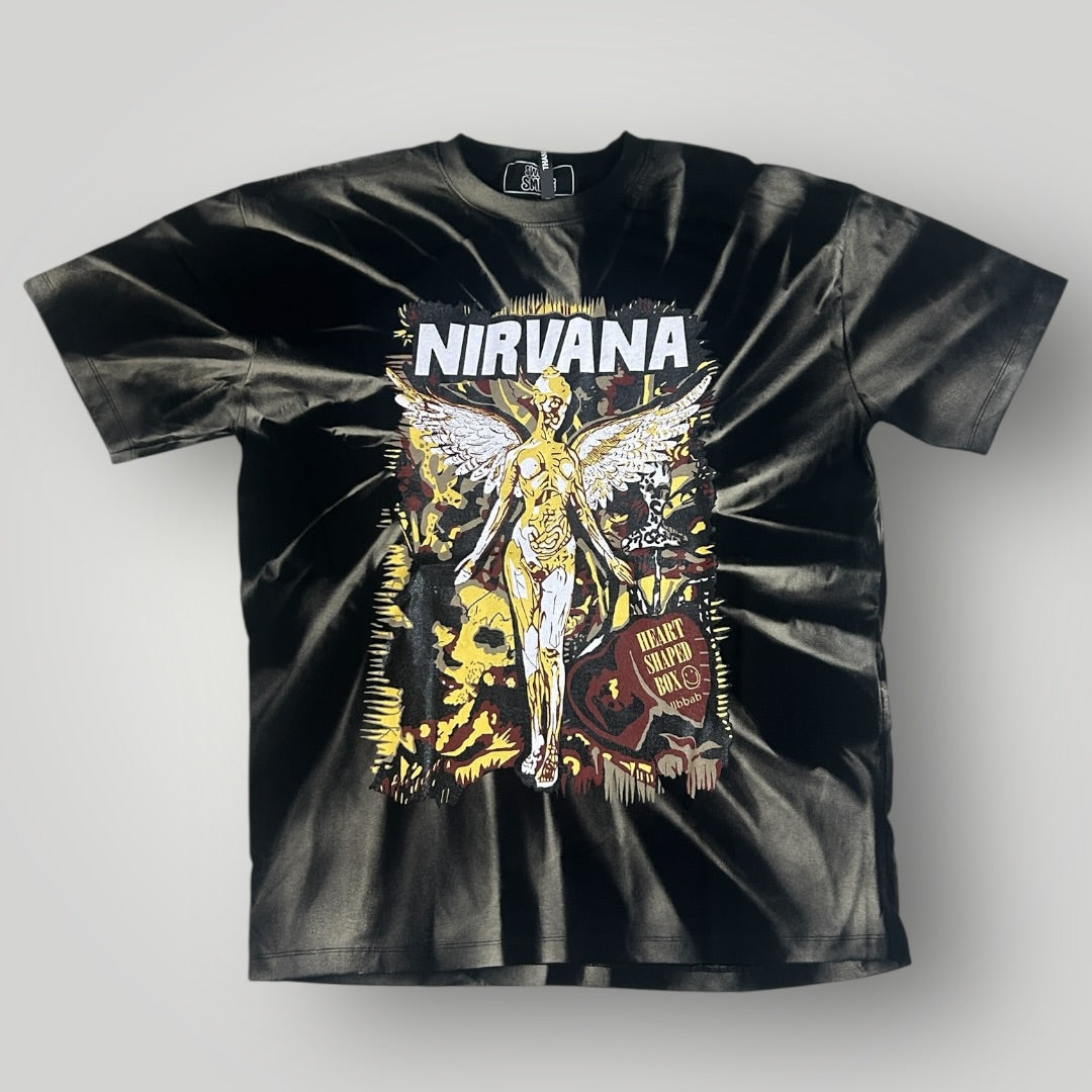 Acide wash Nirvana Angel T-shirt Black