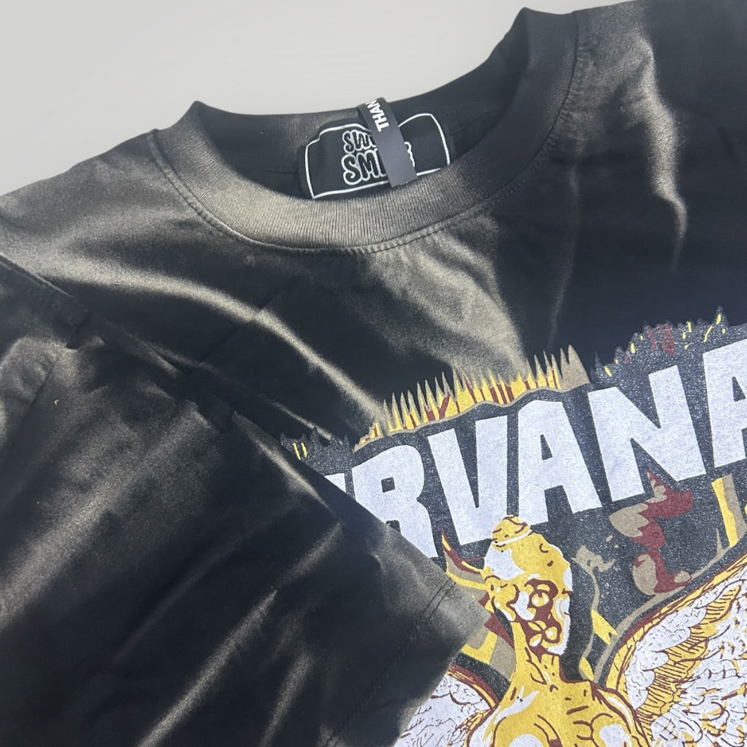 Acide wash Nirvana Angel T-shirt Black