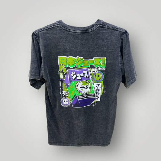 T-shirt Top Japan Acid Wash Black