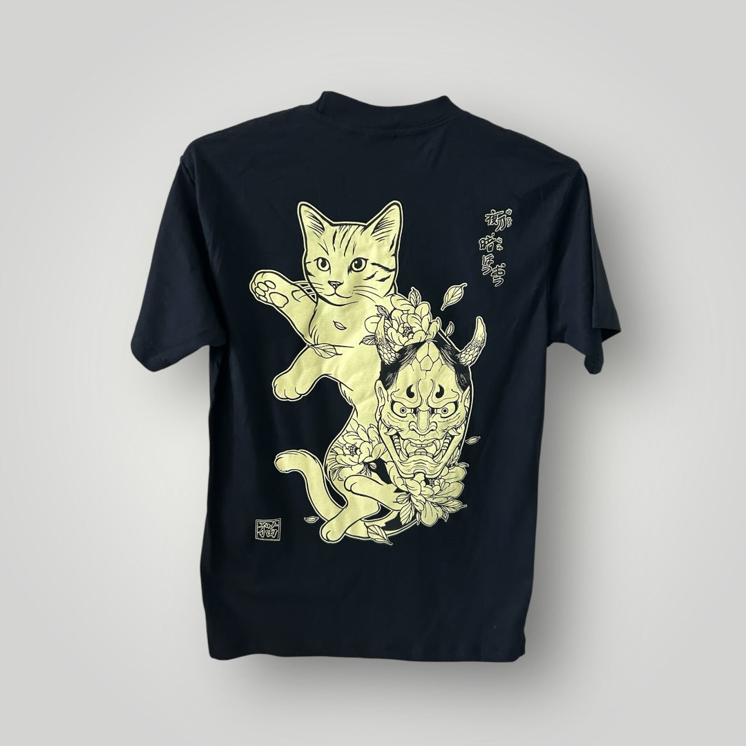 T-shirt Cat Japan Tattoo Black