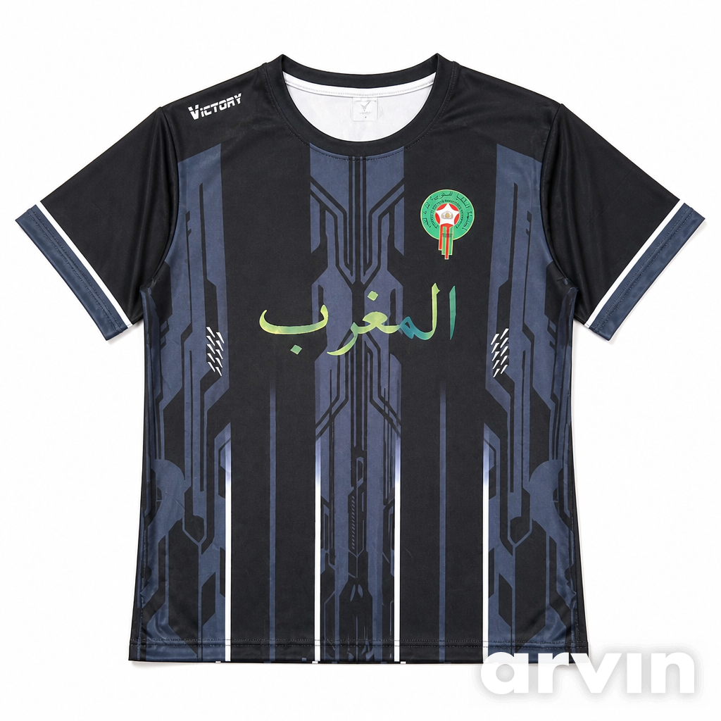 maillot Victory Morocco Black Reflect Green Personnalisable