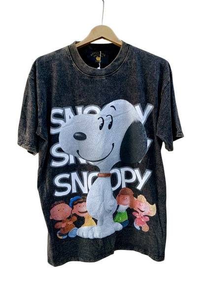 Snoopy T-shirt Acid Wash Black