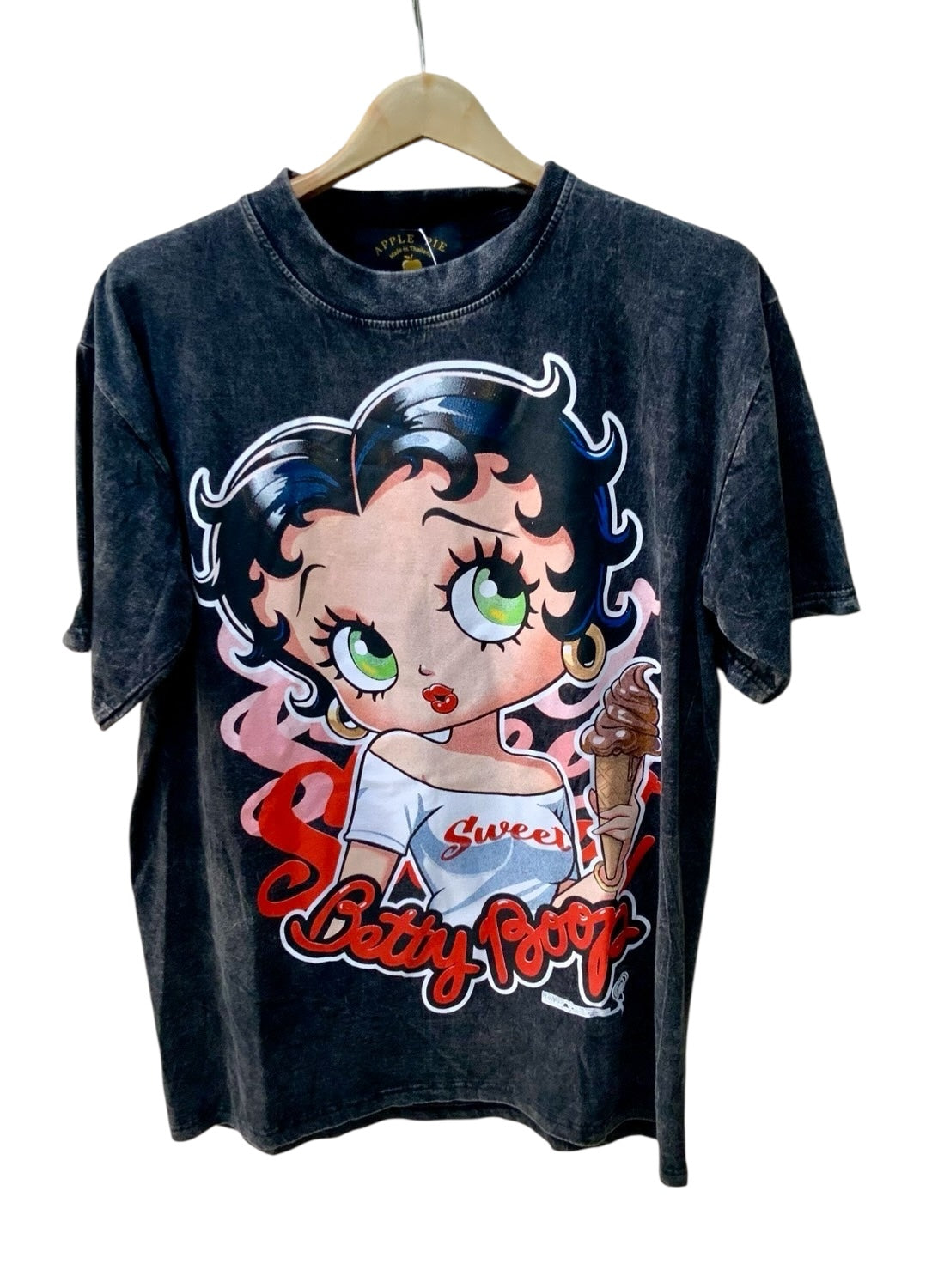 Betty Boop T-shirt Acid Wash Black