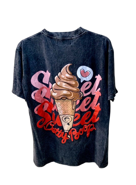 Betty Boop T-shirt Acid Wash Black