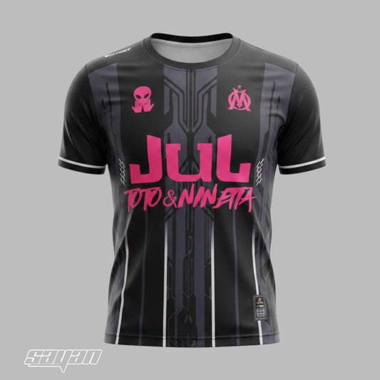 Maillot JUL Toto Ninetta Black Turbo Pink Personnalisable