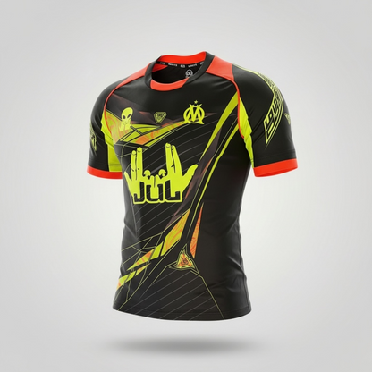 Maillot JUL OM 90mn Black Yellow Personnalisable