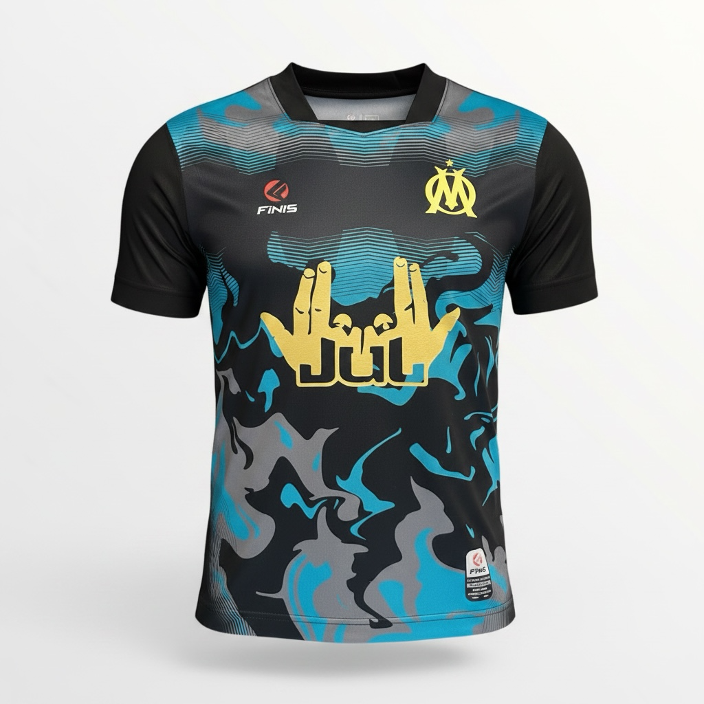 Maillot Finis Black/Gold Jul OM Personnalisable