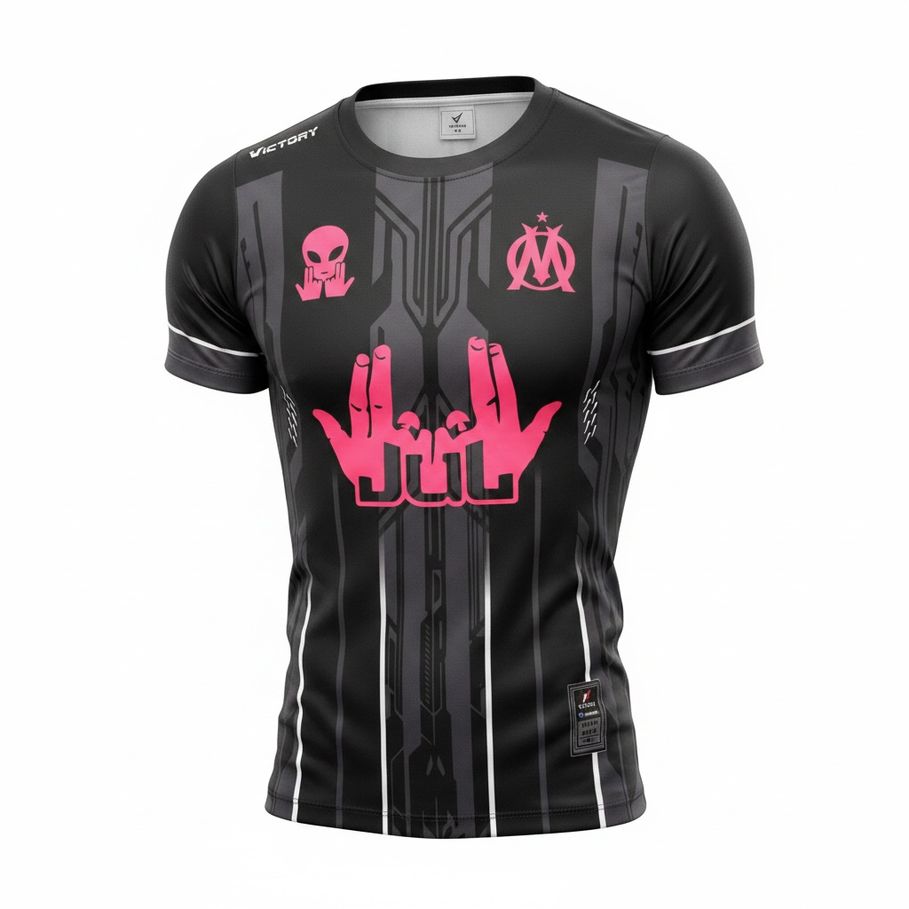 Maillot Victory JUL Black Turbo Pink Personnalisable