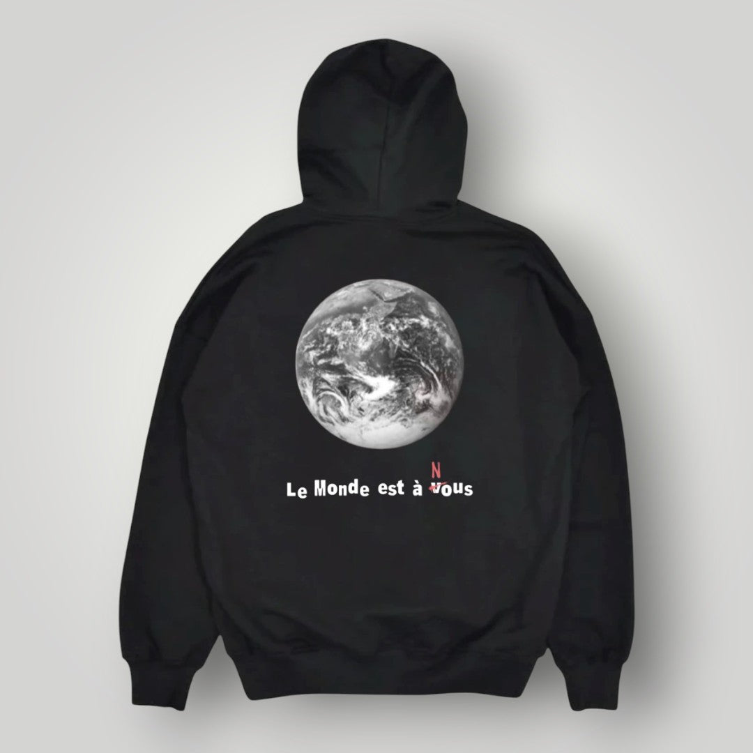 sweat à capuche la haine le monde globe noir