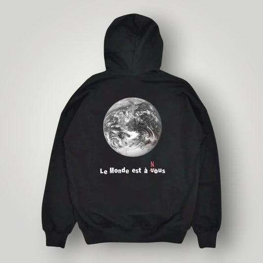 sweat à capuche la haine le monde globe noir